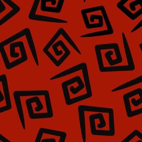 1980's Red and Black Geometric Swirls