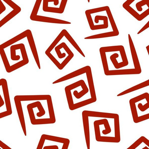 1980's White and Red Geometric Swirls