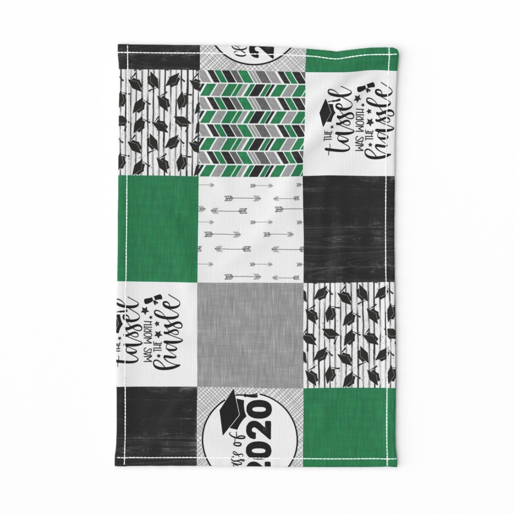 Grad 2020//Green - Wholecloth Cheater Quilt - Rotated