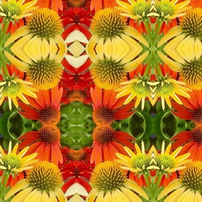 red yellow echinacea vermilion green trending table runner tablecloth napkin placemat dining pillow duvet cover throw blanket curtain drape upholstery cushion duvet cover wallpaper fabric living decor