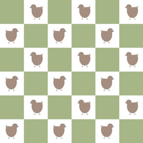 Briella Checkered Birds - Olive