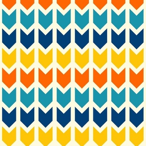 Boho colorful knit arrows geometrics orange yellow blue teal