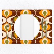 Mid-century modern Ogee retro 70s ovals brown orange MCM