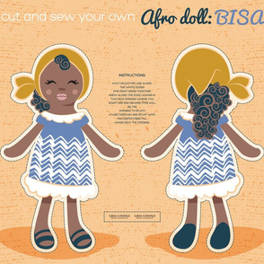 Fat quarter scale 21 x 18 inches // Cut and sew you own Afro Doll: Bisa