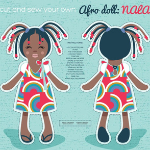 Fat quarter scale 21 x 18 inches // Cut and sew you own Afro Doll: Nala