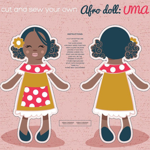 Fat quarter scale 21 x 18 inches // Cut and sew you own Afro Doll: Uma
