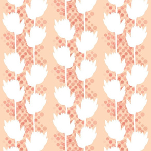 Protea Trails - White silhouettes on peach, medium