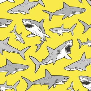 Sharks Shark Grey on Bright Yellow