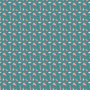 Roseate spoonbills deep turquoise 2x2