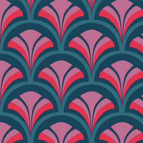 Art Deco Shells - Hot Pink and Green