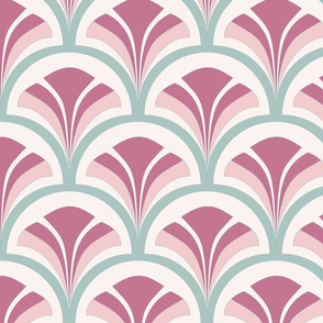 Art Deco Shells - Light Pink and Green