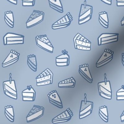 Little Pies and Cakes - monochrome blue