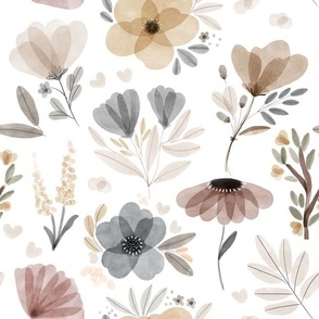 Large // Gray and Neutral Blooms