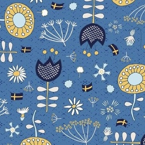 The swedish flower oracle on blue – folk art style | medium