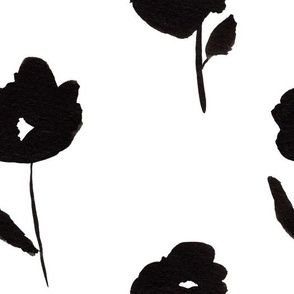 Minimal Black Daisy Floral Repeat Design