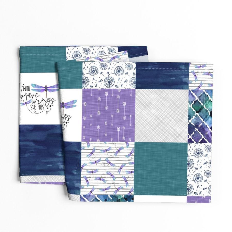 Dragonfly//With Brave wings she flies - Wholecloth Cheater Quilt - Rotated