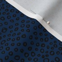 Cheetah bubbles little minimal circles abstract animal print design night navy blue black