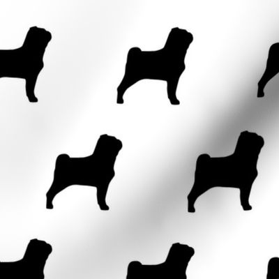 Pug Dog Black Silhouettes