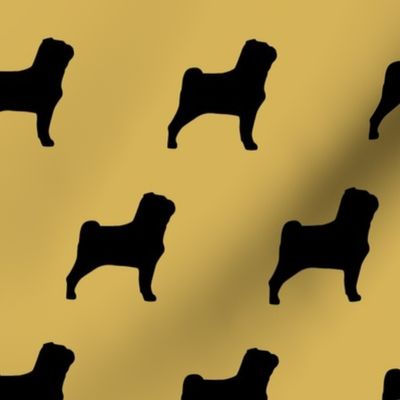 Pug Dog Silhouette Yellow