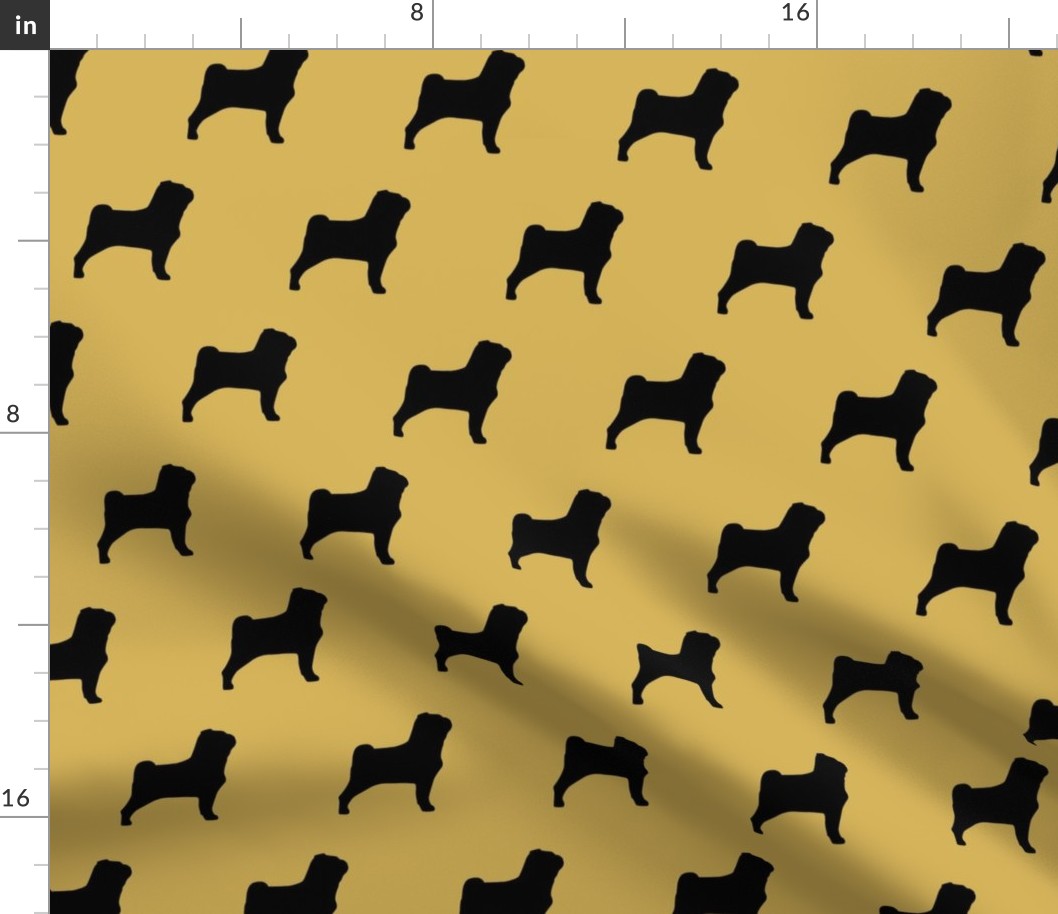 Pug Dog Silhouette Yellow