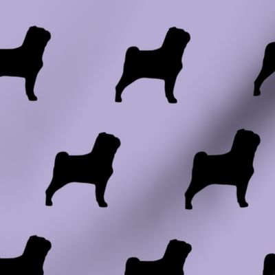 Pug Dog Silhouette Lavender