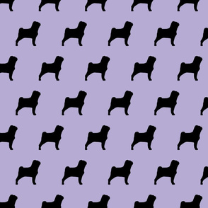 Pug Dog Silhouette Lavender