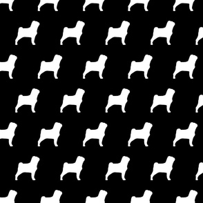 Pug Dog Silhouette Black and White