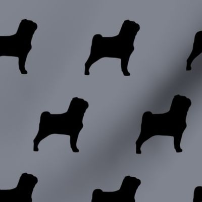 Pug Dog Silhouette Cool Gray