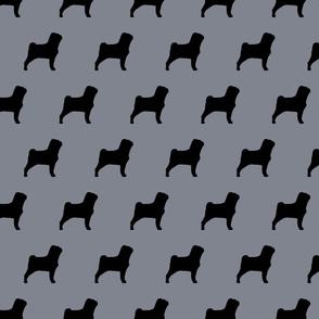 Pug Dog Silhouette Cool Gray