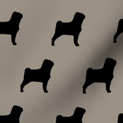Pug Dog Silhouette Warm Gray