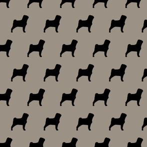 Pug Dog Silhouette Warm Gray
