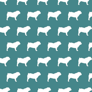 Bulldog Dog Silhouette Turquoise