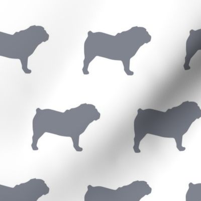English Bulldog Cool Gray Silhouettes