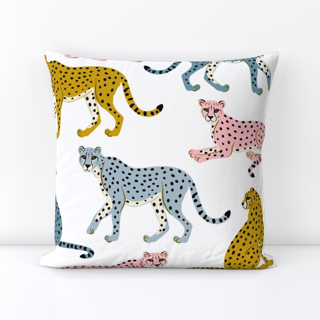Pastel Cheetahs on White -Large by Heather Anderson 
