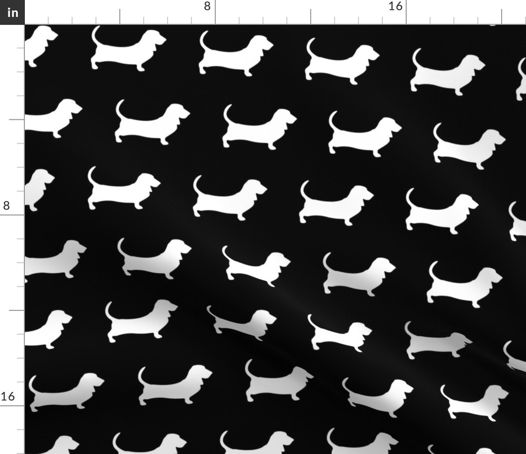 Basset Hound Silhouette Black & White