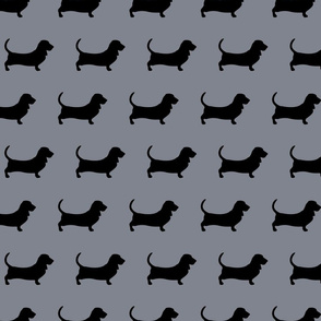 Basset Hound Silhouette Gray Black