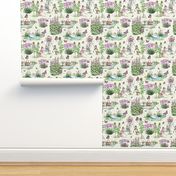 Charming Midsummer Maypole Foxes Children's Fabric - Cute Garden Design with Swan, Flowers, and Butterflies - Small