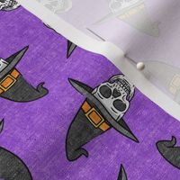 skull witches - halloween witch hat fabric - purple - LAD20
