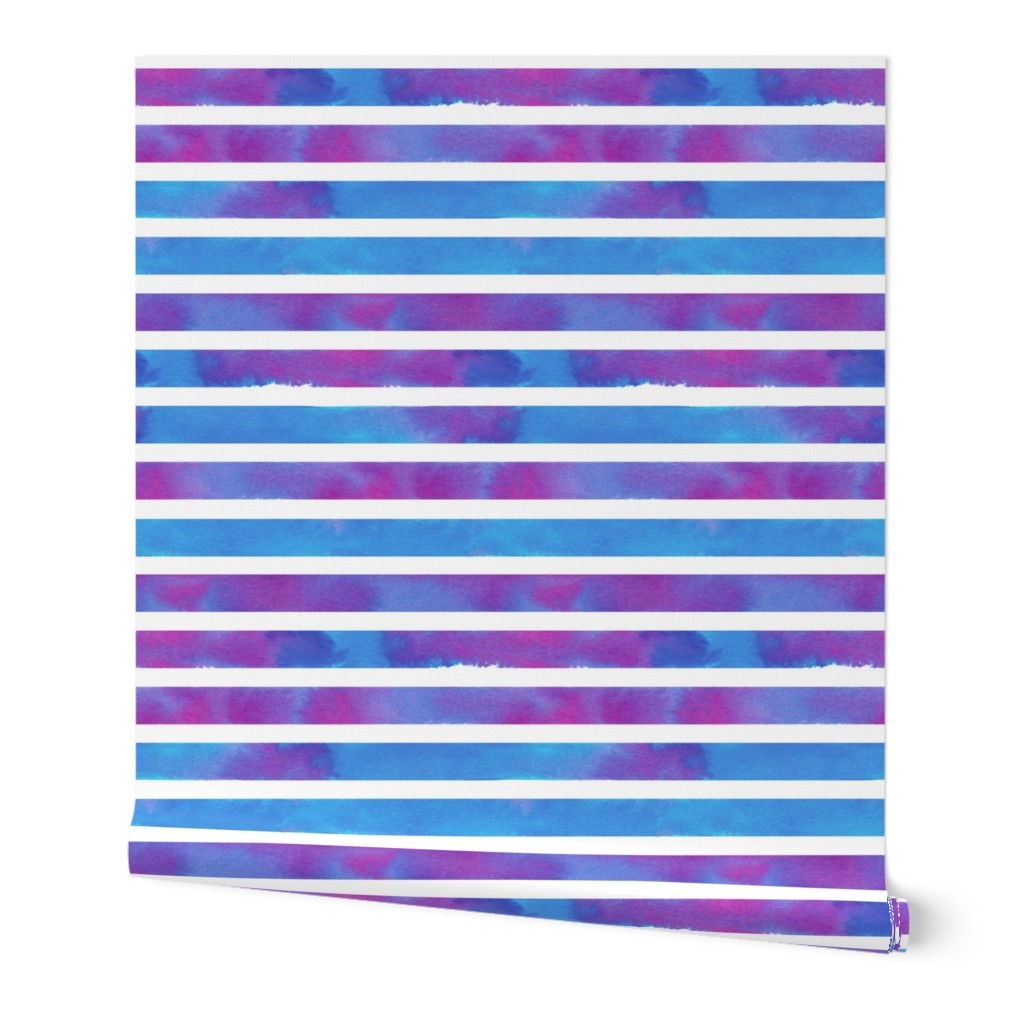 Watercolour stripes in purple and blue