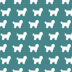 Shihtzu Dog Silhouettes Turquoise