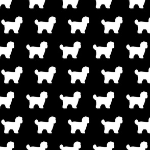 Shihtzu Dog Silhouettes Black White