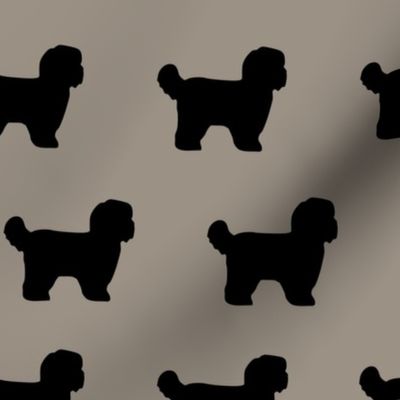 Shihtzu Dog Silhouettes Warm Gray