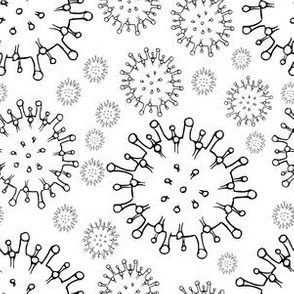 Black and white virus illustration