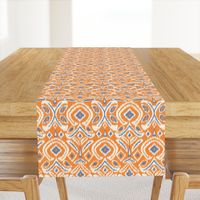 ikat flower/orange and steel blue/large