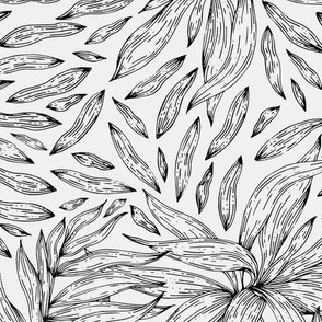 Vintage Plants - Toile in Black and White / Big Scale