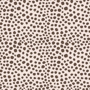 Spotty Cheetah little minimal circles abstract animal print design pale off white brown chocolate