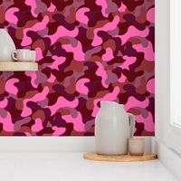 Pink red Camo print abstract shape pattern