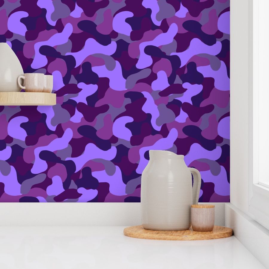 Purple Camo print abstract shape pattern