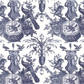 Blue Peacock Toile