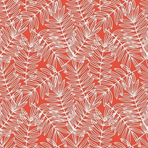 Coastal Palm Fronds on Nautical Red and White - Small